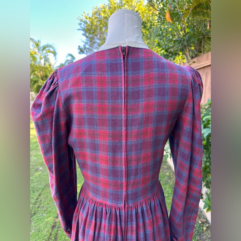 Vintage Laura Ashley Check Plaid Wool Blend Dress - Picture 5 of 13